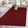 thumbnail image 2 of Vintage Dark Red Large Area Rugs for Bedroom Living Room, Soft Non Slip Carpet Bedside Rug, Farmhouse Retro Solid Color Linen Texture Rectangular Floor Cover Kitchen Accent Rug 2.7'x5' for Office, 2 of 9