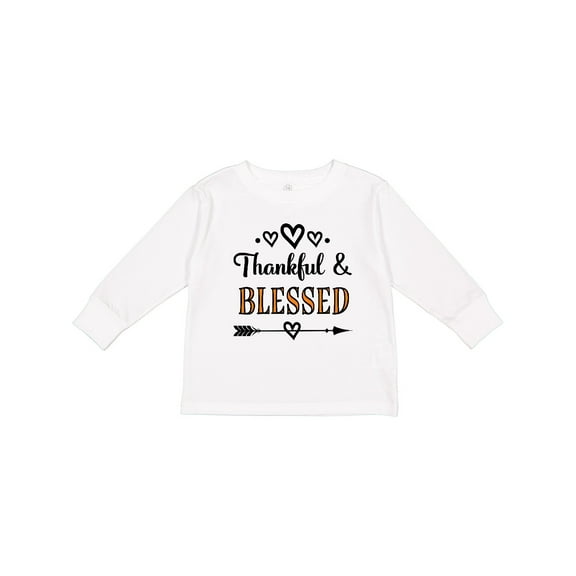 Inktastic Thanksgiving Greeting Thankful Blessed Girls Long Sleeve Toddler T-Shirt