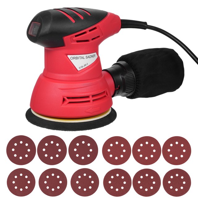 Riwcyla 5,inch Random Track Sander 12 Sheets of Sandpaper 240W/2.0A 12000 RPM Circular Sander High,Performance Woodworking Dust Removal System Including Dust Removal Bags
