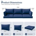 thumbnail image 2 of Snubbull 8-Piece Patio Furniture Cushions, Replacement Outdoor Cushions for 3-Seat Sectional Sofa, Waterproof & Zipped, 25.6"*23.6"*4", Blue, 2 of 8