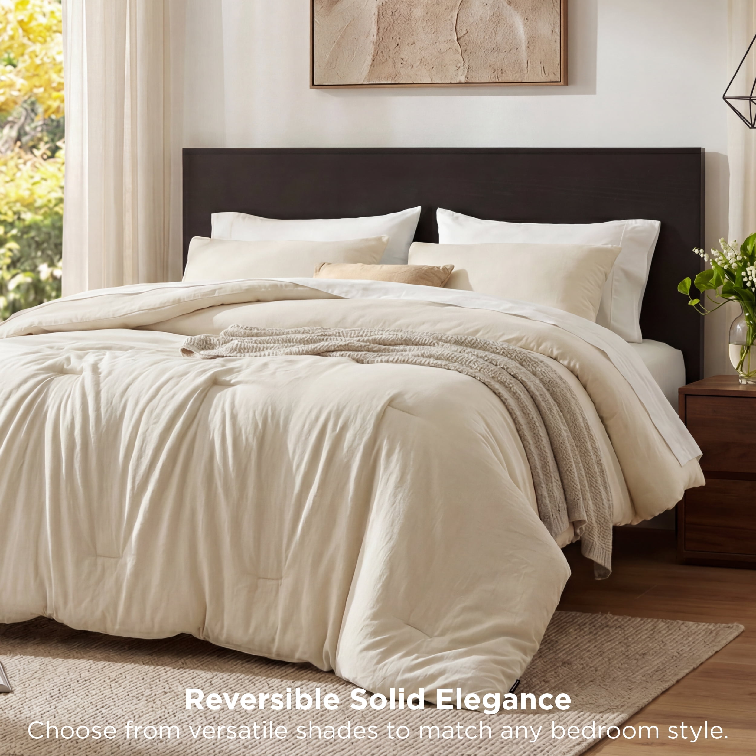 U by Bedsure 3 Pieces Full Comforter Bedding Set, White Comforter Set for All Seasons, 1 Lightweight Prewashed Comforter and 2 Pillowcases, White Swan