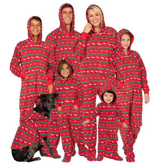 Footed Pajamas - Family Matching Classic Xmas Hoodie One Pieces for Boys, Girls, Men, Women and Pets - Kids - Small (Fits 4'2 - 4'5")