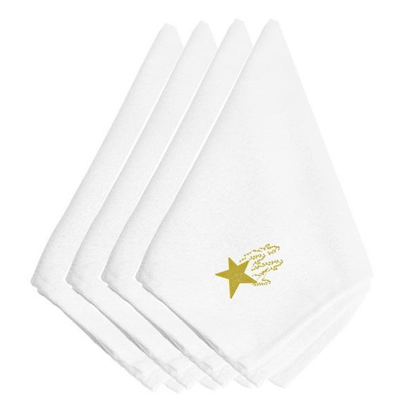 Christmas Gold Star Embroidered Napkins Set of 4