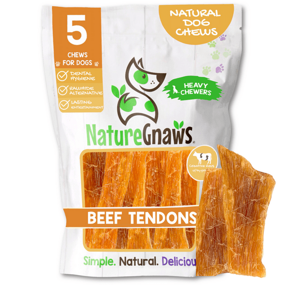Nature Gnaws Beef Tendons, Natural Dog Chew Treats (5 count)