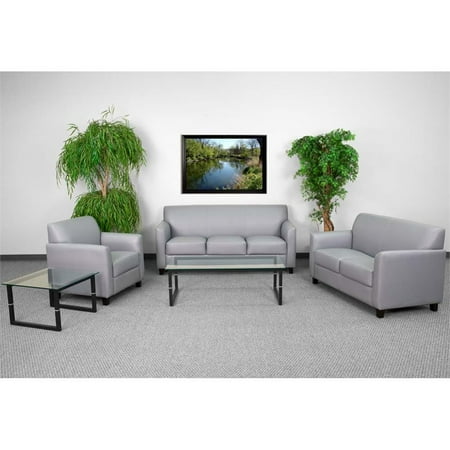 Kingfisher Lane 3 Piece Leather Reception Sofa Set In Gray