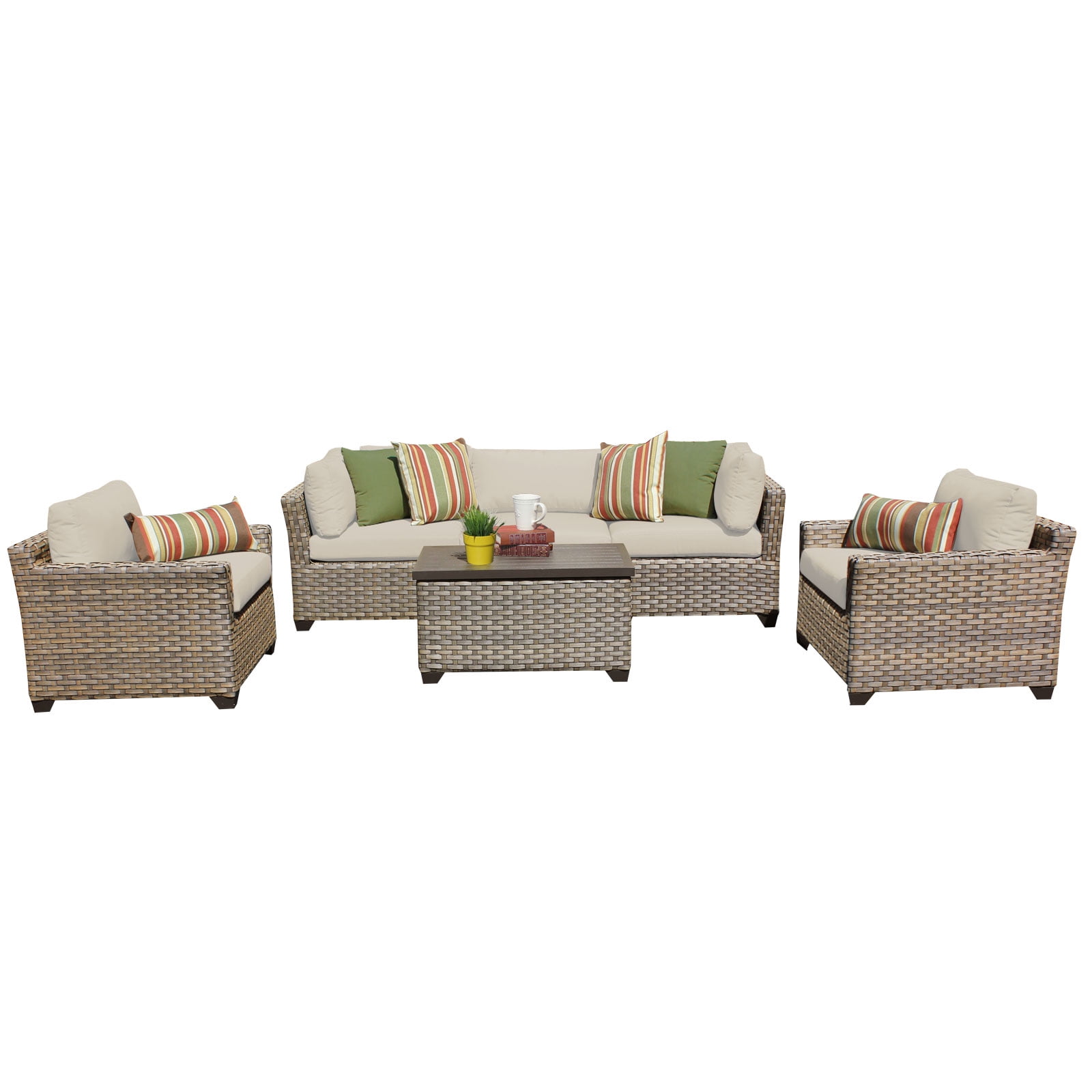 Hampton 6 Piece Outdoor Wicker Patio Furniture Set 06b by TK Classics
