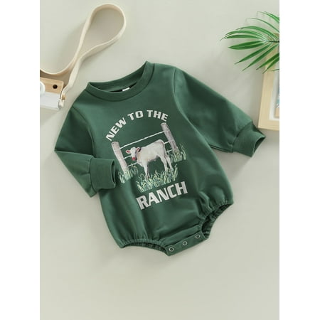 

Ma&Baby Toddler Baby Girl Boy Sweatshirt Rompers Letter Cow Print Casual Long Sleeve Jumpsuit for Newborn Babies