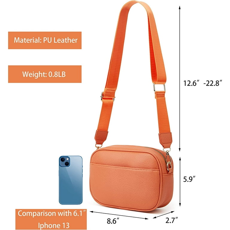 Triple Zip Small Crossbody Bag for Women, Square Snapshot Camera