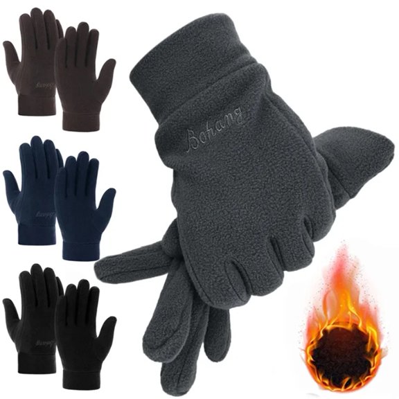 Skymirror 1 Pair Winter Polar Fleece Gloves Men Women Warm Outdoor Cycling Driving Gloves Windproof Non-Slip Soft Thickened Gloves