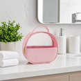 thumbnail image 4 of Makeup Organizer | Pink Makeup Organizer Semi-Circular Toiletry Organizer with Top Handle | Travel Organizer Great As Bridesmaid Gift, 4 of 6