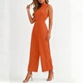 thumbnail image 5 of PBFRDSJ Jumpsuits for Women Casual Sleeveless Mock Neck Ruched Wide Leg Jumpsuit Casual Formal Long Romper with Pockets, 5 of 7