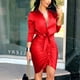 thumbnail image 4 of Vestido de Mujer Profesional Con Cuello en V de Manga Larga Vestido de Camisa de Vendaje Sólido Odeerbi  ODB116070, 4 of 9