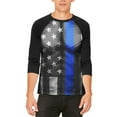 thumbnail image 1 of Halloween Thin Blue Line Superhero Costume Mens Raglan T Shirt, 1 of 2