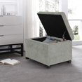 thumbnail image 2 of 24'' Ottoman with Storage, Upholstered Storage Ottoman Stool, Velvet Tufted Cube Footstools Small, Hinged Foot Rest Stool for Living Room, Bedroom, Light Grey, 2 of 8