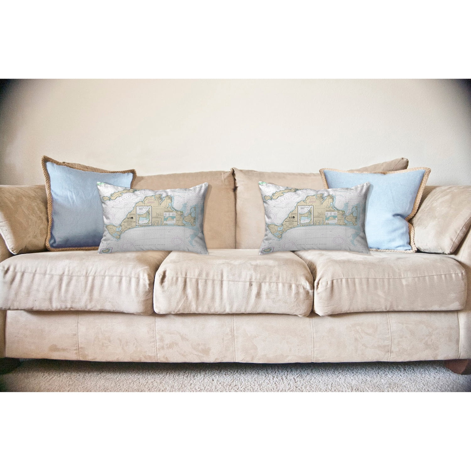 Betsy Drake KS13233 11 x 14 in. Marthas Vineyard, MA Nautical Map Non-Corded Indoor & Outdoor Pillow