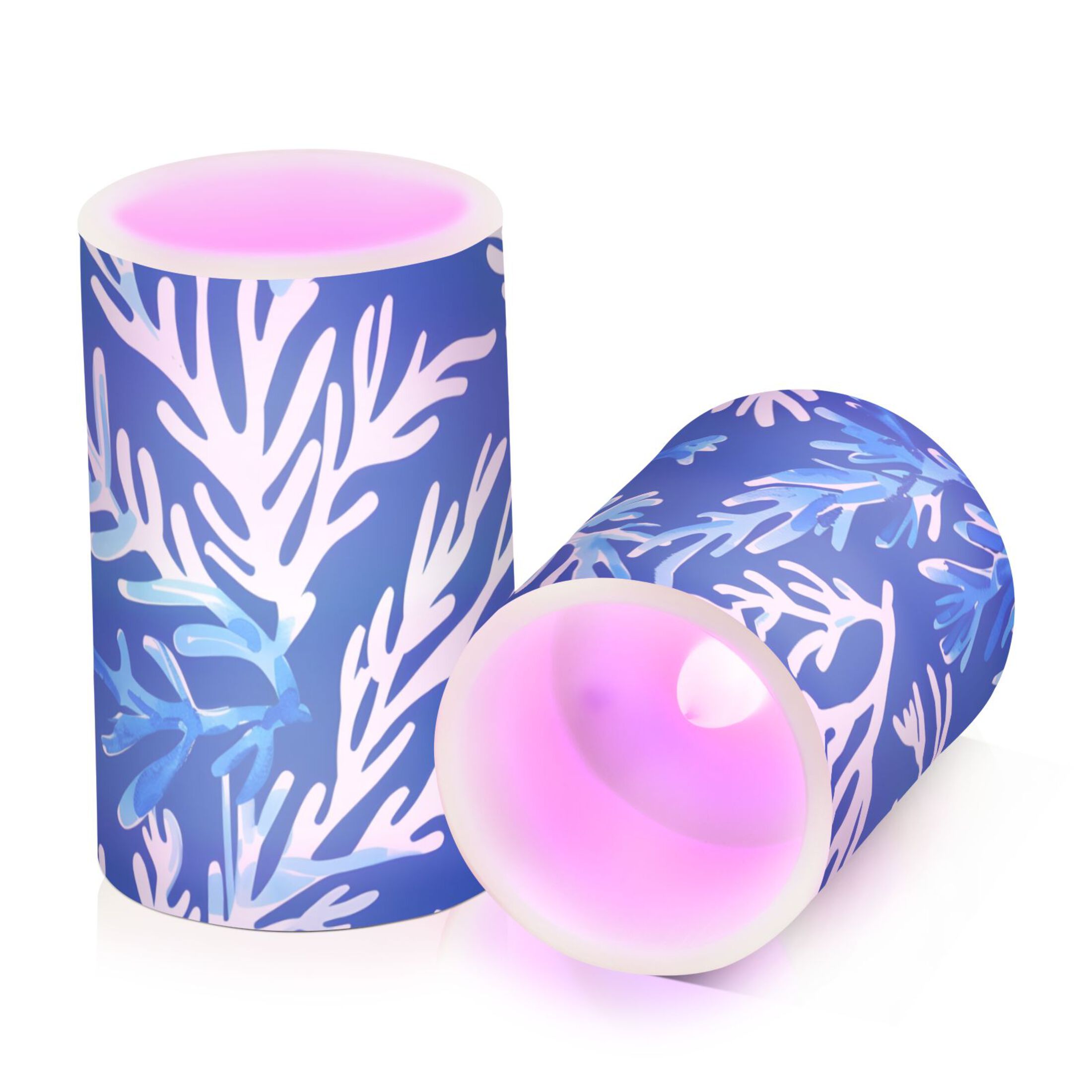 Blue Corals Flickering Flameless Candles LED Tealight Battery Operated with Remote Set of 2 Holiday Decor Ornaments