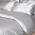 thumbnail image 4 of PiccoCasa 3Pcs Twin Size Duvet Cover Set Silk Satin Bedding Set with 1 Pillowcase, Gray, 4 of 6