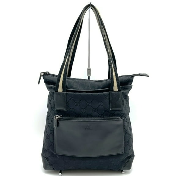 Pre-Owned GUCCI 019 0402 Tote Bag GG Canvas Leather Black Women's Men's (Fair)