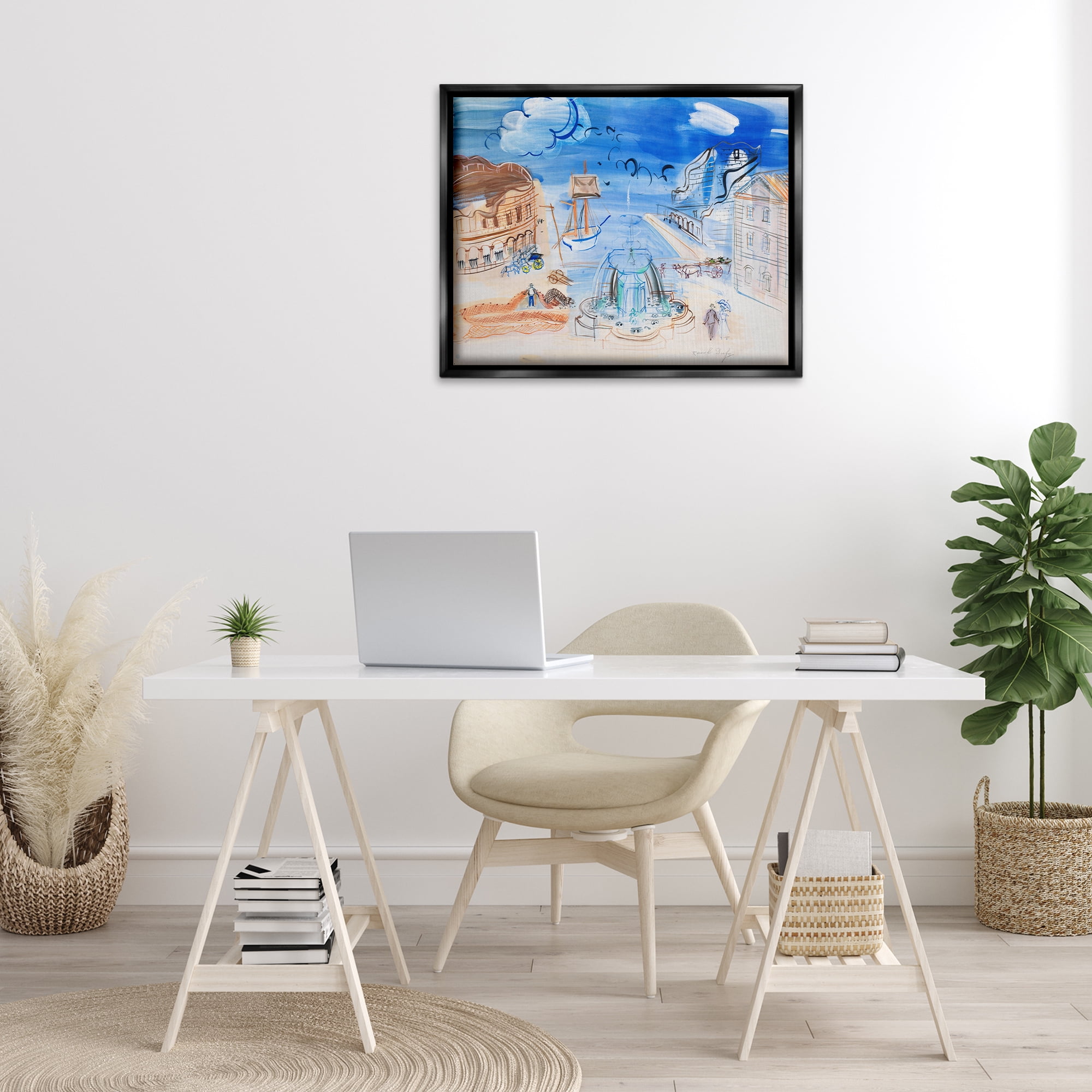 Stupell Industries Classical Raoul Dufy Composition Landscape & Nature Painting Black Floater Framed Canvas Art Print Wall Art, 31 x 25