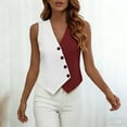 thumbnail image 4 of gbyLJF Womens Summer Vest Tops V Neck Button Up Sleeveless Blazers Casual Waistcoat Business Slim Fitted Blazer vest, 4 of 7