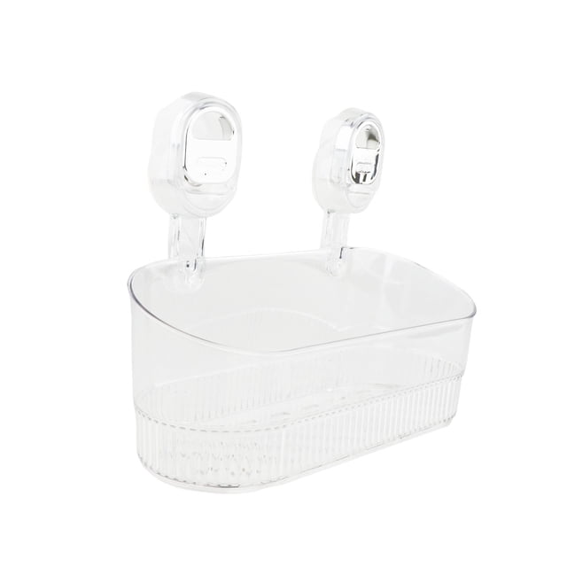 Elodie Suction Cup Shower Shelf Simple Storage Rack for Kitchen Toilet Laundry Room Clear