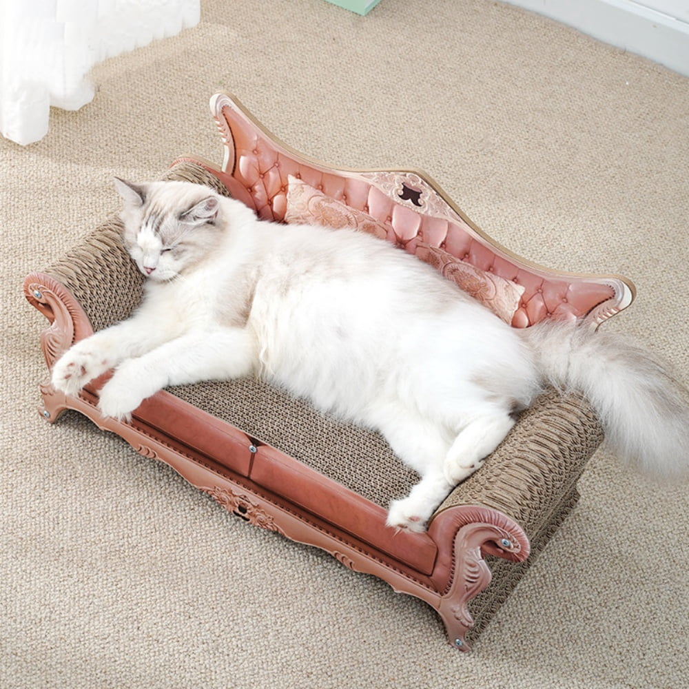 Cat Scratching Sofa 23 inch, Cardboard Cat Scratcher Couch Bed for Indoor Cats, Durable Lounge and Scratch Pad