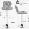 thumbnail image 3 of Juego de 2 taburetes de bar Yaheetech ajustables de piel sintética gris, 3 of 9