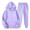thumbnail image 4 of UACY Kids Tracksuit Outfits 2 Piece Boys Girls Sweatsuit Hooded Sweatshirt and Joggers Sweatpants Athletic Clothing Set with Pocket (Purple, 3-4 Years), 4 of 6