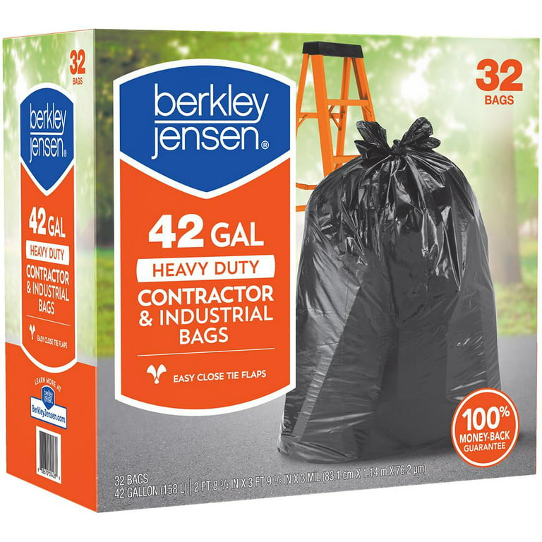 Berkley Jensen 42-Gallon Heavy Duty Contractor & Industrial Use Bags - 32 ct