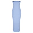 thumbnail image 5 of Fartey Womens Summer Bodycon Maxi Tube Dress Ribbed Strapless Side Slit Long Going Out Dresses Casual Elegant Solid Color Party Dresses Light Blue XL, 5 of 6