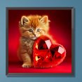 thumbnail image 3 of Pintura de diamante 5D DIY, taladro redondo completo, Kit de corazón y gato, decoración del hogar, 30x30cm, 3 of 9