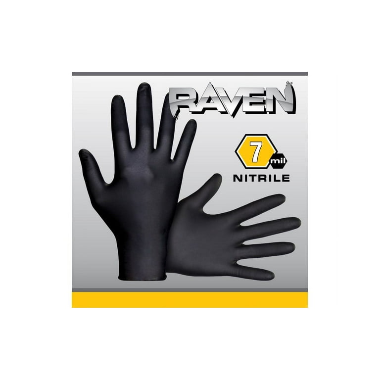 SAS Safety 66518 Raven Nitrile Gloves, Firm Grip Textured