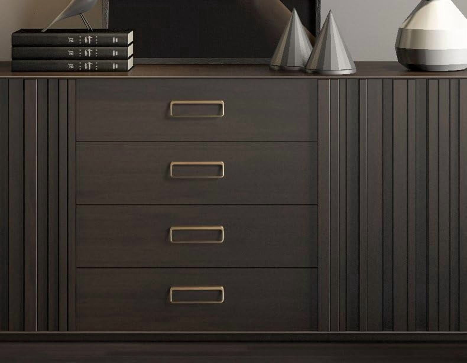 Brushed Gold Cabinet Pulls with Hole Center 5''(128MM),Modern Zinc Alloy Finger Pulls for Drawer,Wardrobe,Cupboard,6 Pack