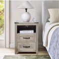 thumbnail image 2 of Nightstand with Charging Station, Sturdy Bedside Table with Storage Drawers & Shelf, End Table with USB Ports & Outlets, Night Stand for Bedroom, Gray, 2 of 14
