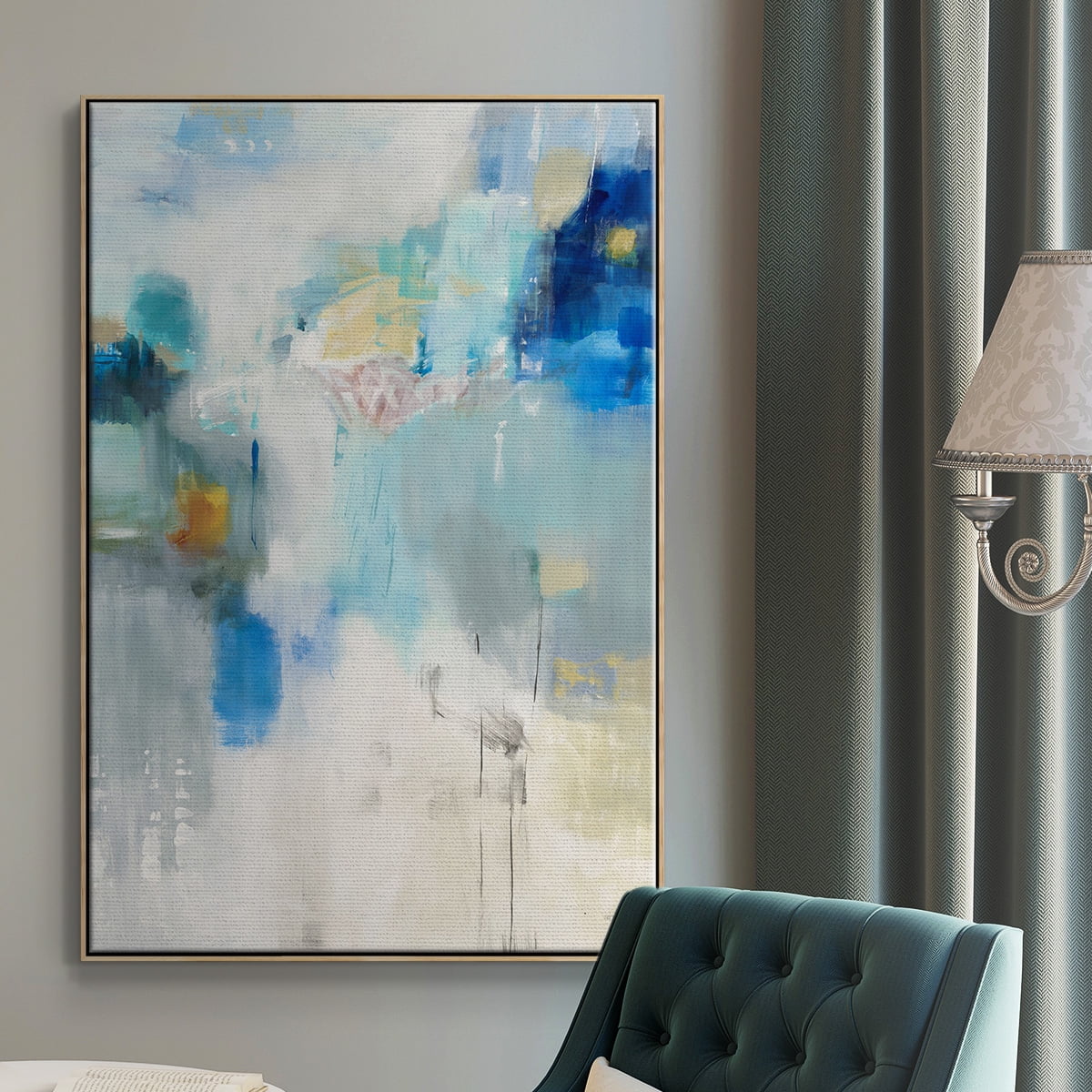 Celeste Motion I Framed Premium Gallery Wrapped Canvas - Ready to Hang - 17 x 25 - Natural Wood Floating Frame