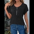 thumbnail image 4 of Blusas de Talla Grande para Mujer, Túnicas de Corta con Cremallera 1/4, Negras, XXL, 4 of 6