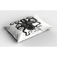 thumbnail image 2 of Ambesonne Octopus Pillow Sham 2 Pack, Tentacle Sea Monster Design, 26"x20", Pale Grey Charcoal Grey, 2 of 3