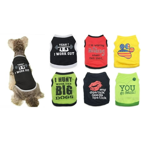 6 Pack Small Boy Dog Shirts Cute Funny Puppy T Shirt Cat Clothes ...