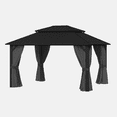 thumbnail image 2 of LazySunsets 14' X 12' Hardtop Gazebo with Double Roof Outdoor Gazebos for Patio Lawn and Garden Included Netting and Curtains, Gray, 2 of 9