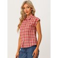 thumbnail image 3 of Camisa A Cuadros Con Cuello Abotonado Con Pu?os Enrollados Y Botones Rojos M, 3 of 6