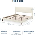 thumbnail image 2 of Senfot King Size Bed Frame Upholstered Platform Bed with Fabric Headboard, Wooden/Metal Slats Support, Non-Slip and Noise-Free,Easy Assembly, No Box Spring Needed, Beige, 2 of 7