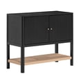 thumbnail image 6 of Nathan James Meads Mid Century Modern Cabinet with Doors, Solid Wood Kitchen Cabinet with Adjustable Interior Shelf and Seagrass Bottom Storage, Black Oak, 6 of 6