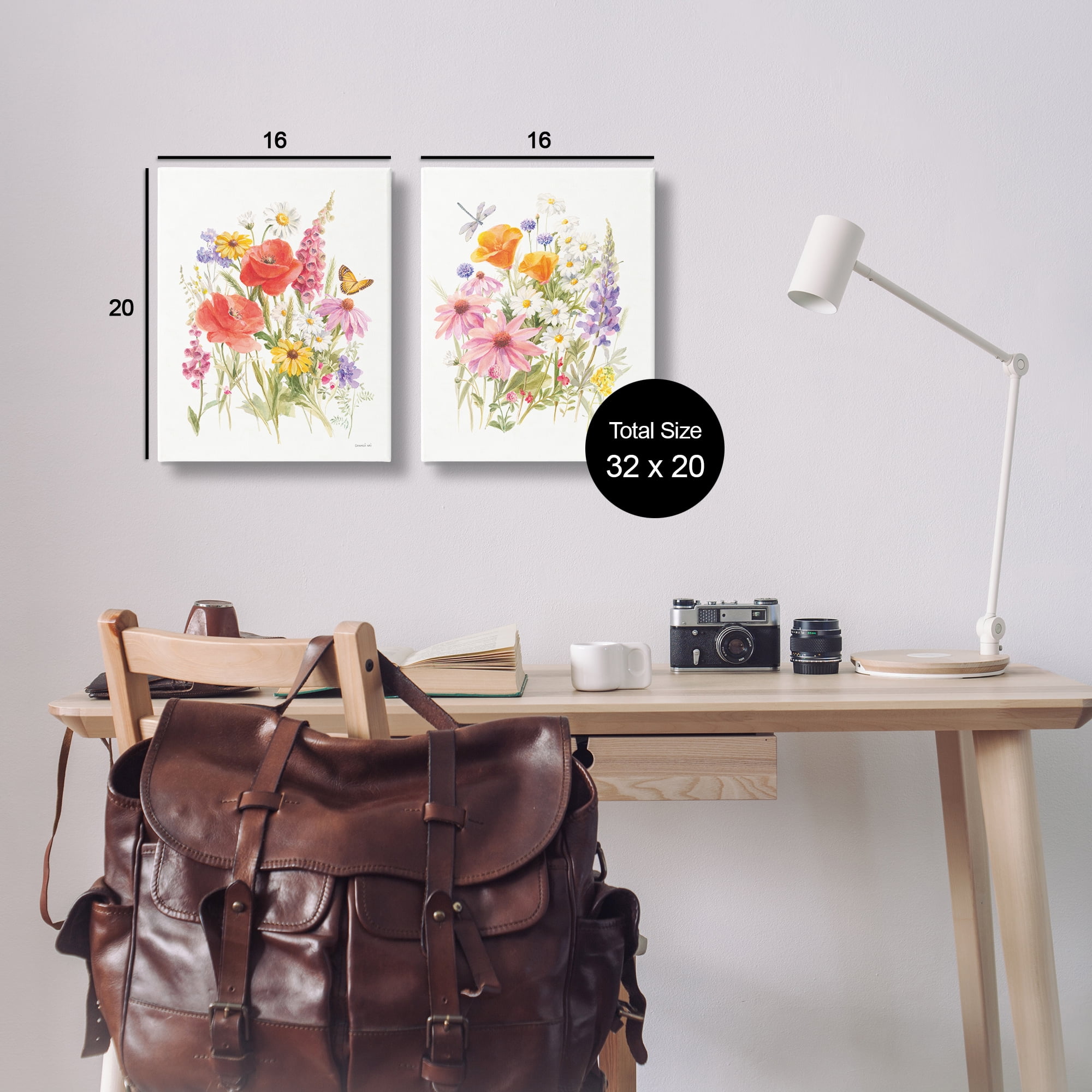 Stupell Industries Wildflowers in Bloom Insects Plants & Flowers Painting Wrapped Canvas Art Print Wall Art, 16 x 20, Set of 2