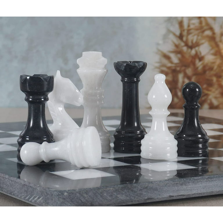 Radicaln Marble Chess Set with Storage Box 15 Inches Black and White  Handmade Board Games for Adults - Board Games 1 Chess Board Games Board &  32