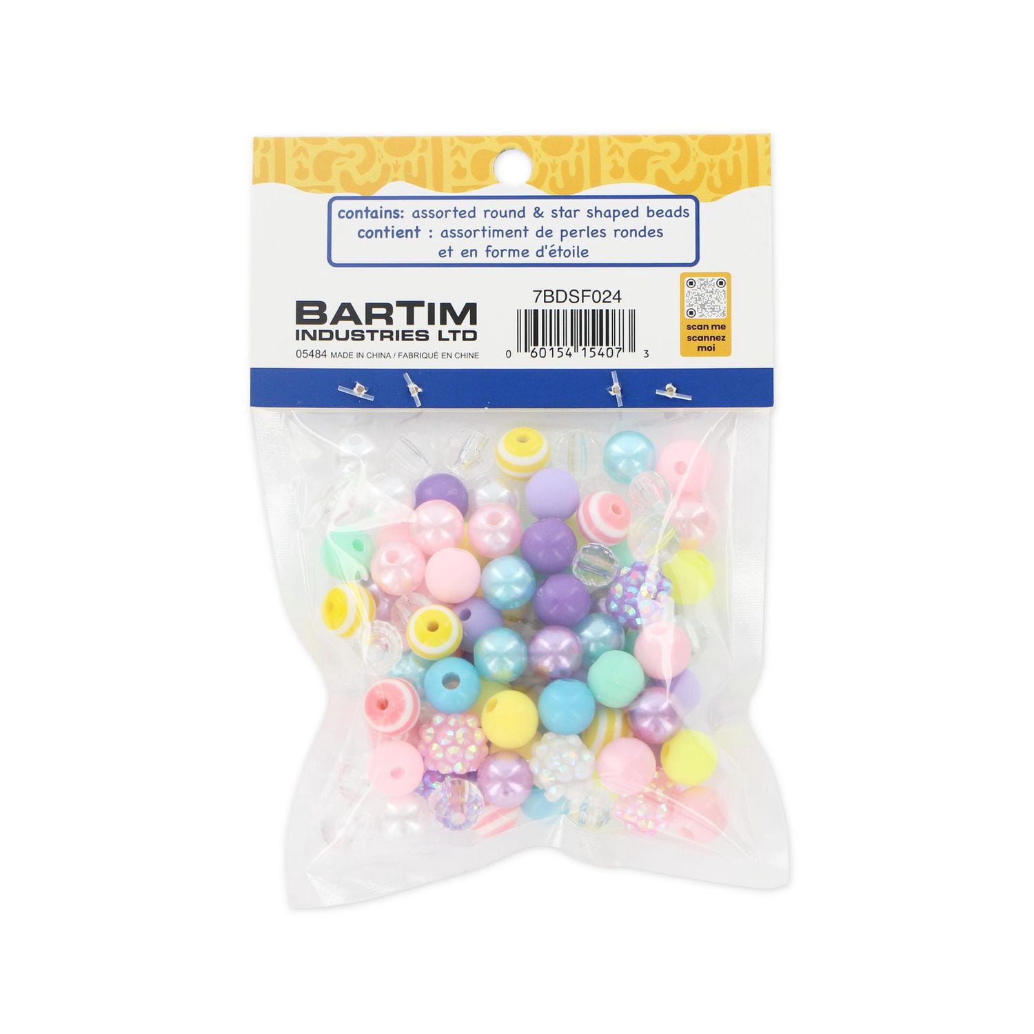 TINY HANDS Assorted Pastel Beads, 90 pc, Round & Star Shapes, Age 6+
