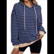 thumbnail image 3 of Sudadera con Capucha A Rayas para Mujer, Estilo Adolescente, para Otoño. Azul Vaquero M, 3 of 10