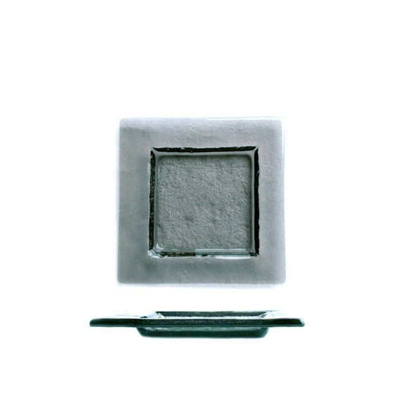 Turgla Fusion Glass 6" x 6" Square Charcoal Glass Plate (Set of 4)
