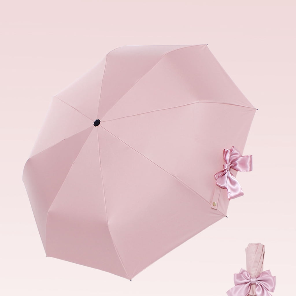 Auto Sun and Rain Umbrella Lightweight Folding Design with Large Bowknot