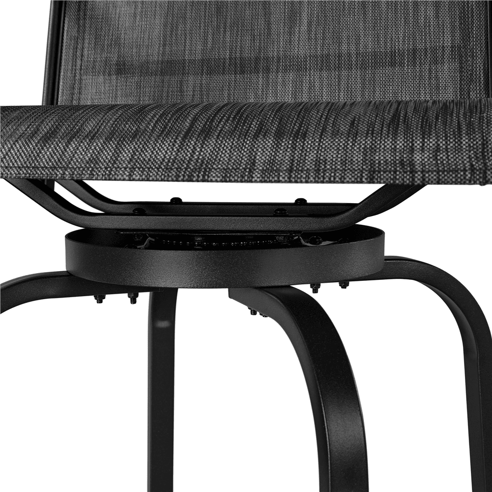 Alden Design 2pcs Outdoor Swivel Texteline Bar Stools with High Back for Garden, Black