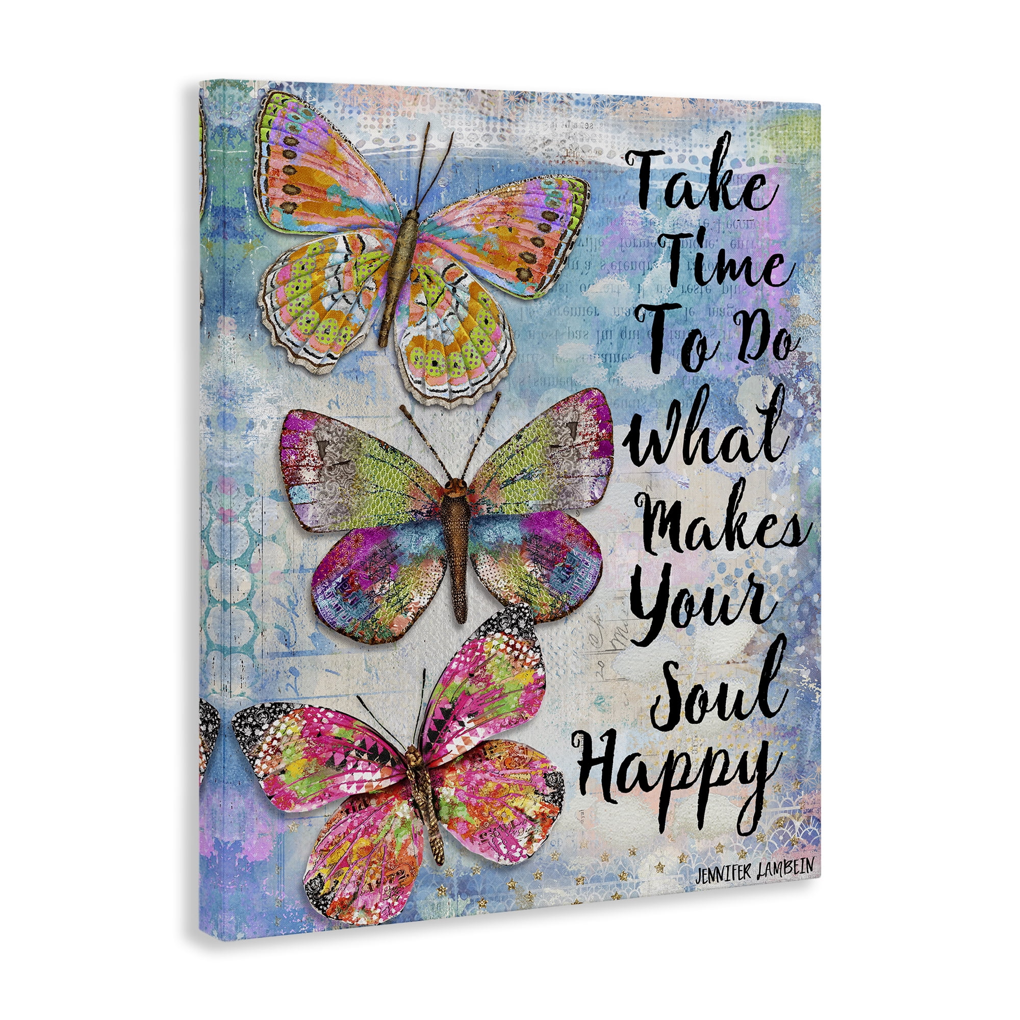 Stupell Industries Makes Your Soul Happy Butterfly Animals Painting Wrapped Canvas Art Print Wall Art, 24 x 30